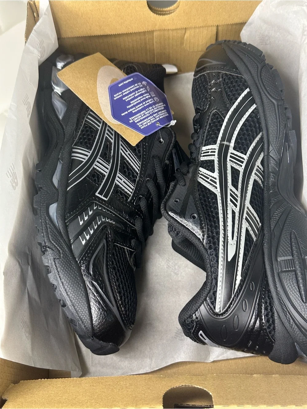 Asics Men's Black Running Sneakers with Silver Stripes